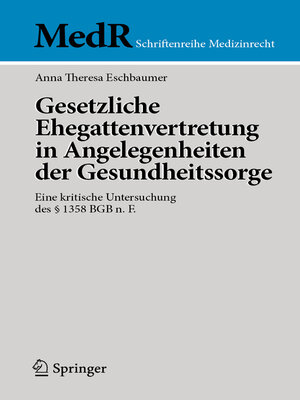cover image of Gesetzliche Ehegattenvertretung in Angelegenheiten der Gesundheitssorge